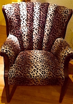 Retro High Back Wing Animal Print Chair