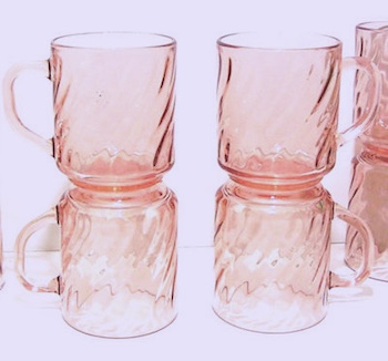 Swirl Pink Rosaline Glass Mugs