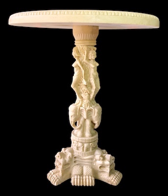 Accent Italian Faux Ivory/Alabaster Table Asian Style