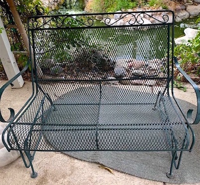 Vintage Wrought Iron Mesh Glider