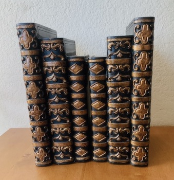 Faux Vintage Bookends Black Gold Stacked Books