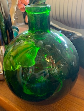 Recycled Glass Round Bottle Emerald Green