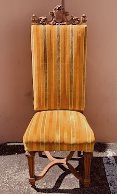Side Gold Chair with Gold Striped Cushion