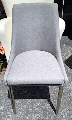 Retro MCM Style Grey Fabric Upholstered Tapered Leg Side Chair