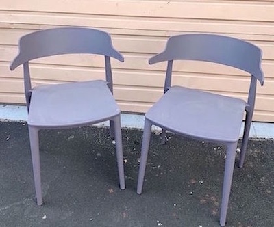 Blue Grey Slat Back Plastic Dining Chairs