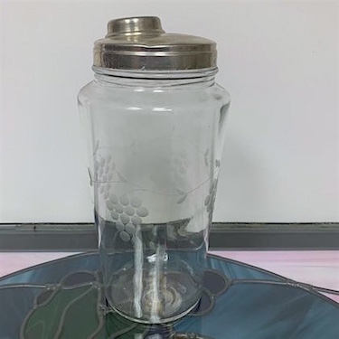 Vintage Etched Grapevine Cocktail Shaker