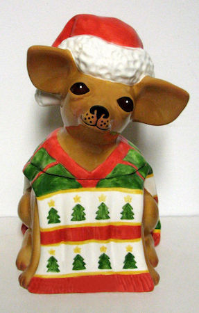 Vintage Christmas Chihuahua Cookie Jar