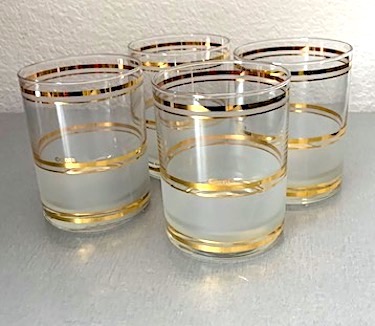 Hollywood Regency Culver Old Fashioned Glasses Set of 8