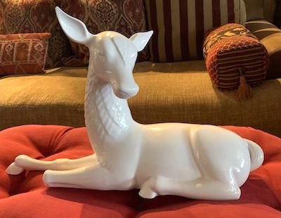White Deer Porcelain Large Seated Deer