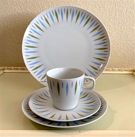 Vintage 1960s Mikasa Elite Carrousel Turquoise & Mint Dinnerware