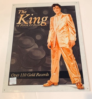 Elvis Presley's Gold Lam Suit Metal Sign