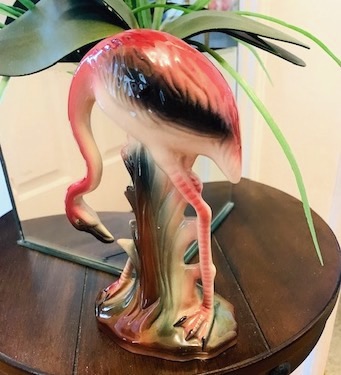 Mid-Century California Pottery Pink Flamingo Head Down