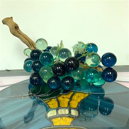 Mid Century Lucite Grapes in Green and Blue Cluster