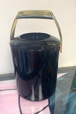 Vintage 1970s Post-Modern Black and Gold Culver Ice Bucket