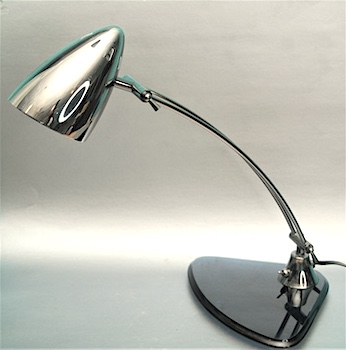 Vintage Gooseneck Conical Hematite Shade Desk Lamp