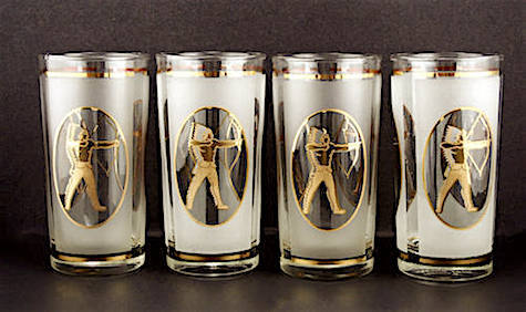 Mid Century Indian Chief High Ball Glasses Set of 4