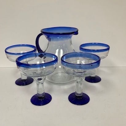 Mexican Handblown Margarita Pitcher Set