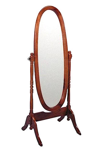 Oval Wooden Frame Tilt Cheval Mirror, Brown