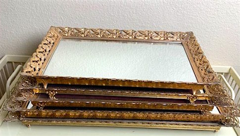 Vintage Assorted Rectangular Filigree Trays