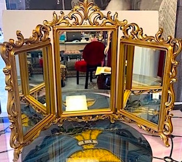 Vintage Syroco Tri-fold Vanity Mirror 