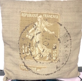 Burlap Cushion France Pillow