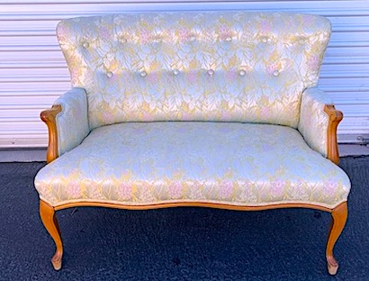 Vintage Settee with creampink/green upholstery