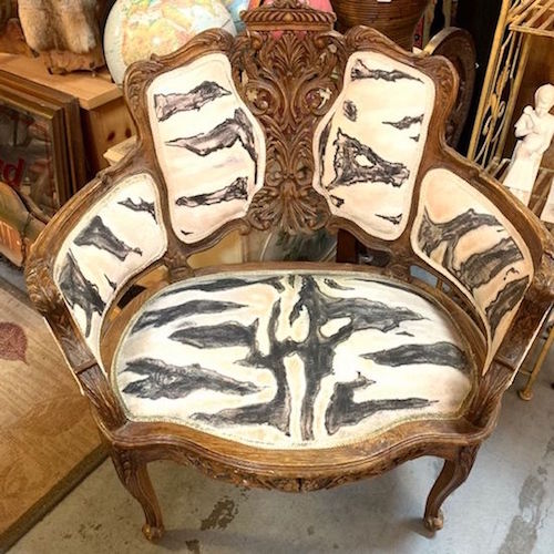 Vintage Carved Handpainted Settee