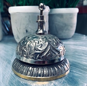 Victorian Counter Service Desk Bell in Vintage Nickel