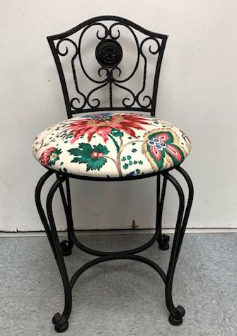 Vanity Chair Black with Floral Seat