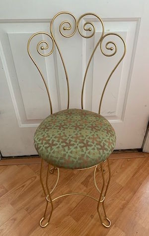 vanity chair gold and green