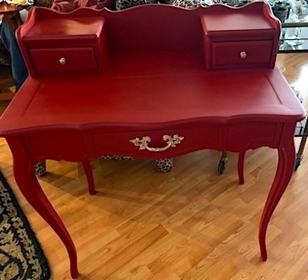 Vintage French Red and Gold Vanity