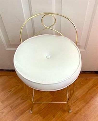 Gold White Cushion Vanity Chair