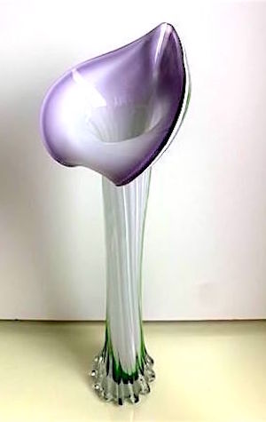 Calla Lily Jack in Pulpit Vase in Purple, White to Green