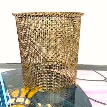 Vintage Gold Mesh Footed Wastebasket